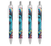 RTFGHJS Hippie Sheep Ballpoint Pens Retractable Ball Point Pens Smooth 0.5mm Medium Writing Pen Black Ink Pen for Men Women 4 PCS