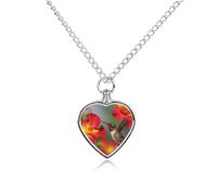 RTFGHJS Hummingbirds Red Flower Hibiscus Urn Necklace for Ashes Personalized Cremation Jewelry Heart Pendant Keepsake Jewelry for Dog Cat Sympathy Gift for Pets Lovers