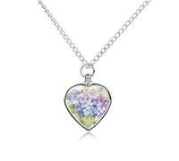 RTFGHJS Hydrangea Watercolor Urn Necklace for Ashes Personalized Cremation Jewelry Heart Pendant Keepsake Jewelry for Dog Cat Sympathy Gift for Pets Lovers
