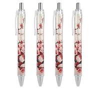 RTFGHJS Japanese Floral Cherry Blossom Ballpoint Pens Retractable Ball Point Pens Smooth 0.5mm Medium Writing Pen Black Ink Pen for Men Women 4 PCS
