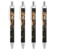 RTFGHJS Jungle Tiger Ballpoint Pens Retractable Ball Point Pens Smooth 0.5mm Medium Writing Pen Black Ink Pen for Men Women 4 PCS