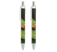 RTFGHJS Leaves And Ladybug Ballpoint Pens Retractable Ball Point Pens Smooth 0.5mm Medium Writing Pen Black Ink Pen for Men Women 2 PCS