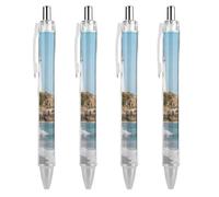 RTFGHJS Lighthouse Beach Ballpoint Pens Retractable Ball Point Pens Smooth 0.5mm Medium Writing Pen Black Ink Pen for Men Women 4 PCS