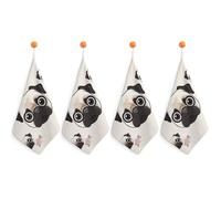 RTFGHJS Line Pug Hand Towels Ultra Absorbent Quick Dry Face & Gym Towels Decorative Kitchen Cloth Microfiber Dish Towel for Bathroom, Kitchen, Yoga with Hanging Loops 4PCS