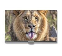 RTFGHJS Lion Sticks Out Tongue Business Card Holder, Metal Slim Name Card Case, Pocket Cards Holder for Women Or Men, Name Cards Booklet for Professionals, Executives