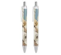 RTFGHJS Little Puppies Pulling Toilet Paper Ballpoint Pens Retractable Ball Point Pens Smooth 0.5mm Medium Writing Pen Black Ink Pen for Men Women 2 PCS