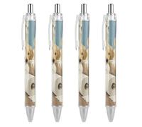RTFGHJS Little Puppies Pulling Toilet Paper Ballpoint Pens Retractable Ball Point Pens Smooth 0.5mm Medium Writing Pen Black Ink Pen for Men Women 4 PCS