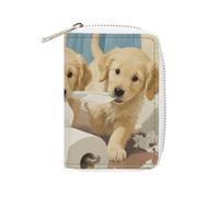 RTFGHJS Little Puppies Pulling Toilet Paper Credit Card Holder Wallet PU Leather Card Case Cards Protector Front Pocket Wallets