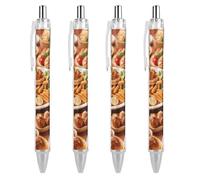 RTFGHJS Lots of Tasty Food Ballpoint Pens Retractable Ball Point Pens Smooth 0.5mm Medium Writing Pen Black Ink Pen for Men Women 4 PCS