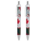 RTFGHJS Many Small Canadian Flags Ballpoint Pens Retractable Ball Point Pens Smooth 0.5mm Medium Writing Pen Black Ink Pen for Men Women 2 PCS