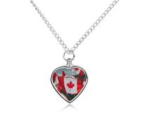 RTFGHJS Many Small Canadian Flags Urn Necklace for Ashes Personalized Cremation Jewelry Heart Pendant Keepsake Jewelry for Dog Cat Sympathy Gift for Pets Lovers