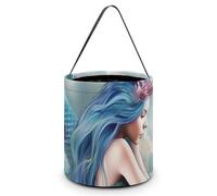 RTFGHJS Mermaid Halloween Treat Bags with Handles Candy Bucket for Trick Or Treating, Party Favor Bags