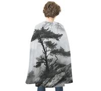 RTFGHJS Mermaid in The Mysterious Cave Halloween Cloak Christmas Cape Costume Accessory Cosplay Cloak for Parties Short Capes, Foggy Mountain Pine Tree, One Size