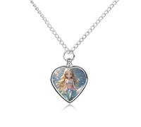 RTFGHJS Mermaid Urn Necklace for Ashes Personalized Cremation Jewelry Heart Pendant Keepsake Jewelry for Dog Cat Sympathy Gift for Pets Lovers
