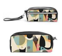 RTFGHJS Mid Century Modern Art Cat Pencil Case, Large Capacity Pencil Pouch, Leather Small Makeup Bag, Portable Zipper Stationery Bag for Stationery, Travel Toiletry, Makeup, Supplies