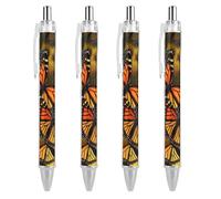RTFGHJS Monarch Butterflies Ballpoint Pens Retractable Ball Point Pens Smooth 0.5mm Medium Writing Pen Black Ink Pen for Men Women 4 PCS