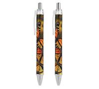 RTFGHJS Monarch Butterflies Ballpoint Pens Retractable Ball Point Pens Smooth 0.5mm Medium Writing Pen Black Ink Pen for Men Women 2 PCS