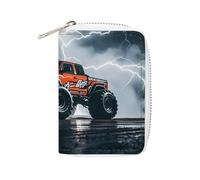 RTFGHJS Monster Truck Black Sky Roar Credit Card Holder Wallet PU Leather Card Case Cards Protector Front Pocket Wallets