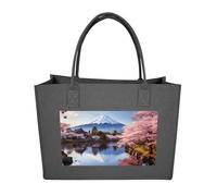 RTFGHJS Mount Fuji Cherry Blossom Trees Tote Bags Reusable Shopping Bag Grocery Bag Felt Handbags Storage Bags Dark Gray