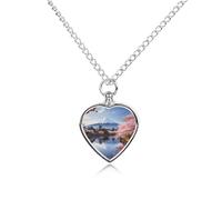 RTFGHJS Mount Fuji Cherry Blossom Trees Urn Necklace for Ashes Personalized Cremation Jewelry Heart Pendant Keepsake Jewelry for Dog Cat Sympathy Gift for Pets Lovers