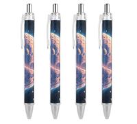 RTFGHJS Mysterious Planet Ballpoint Pens Retractable Ball Point Pens Smooth 0.5mm Medium Writing Pen Black Ink Pen for Men Women 4 PCS