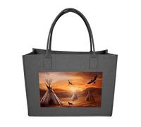 RTFGHJS Native American Tribes Tote Bags Reusable Shopping Bag Grocery Bag Felt Handbags Storage Bags Dark Gray