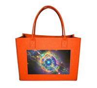 RTFGHJS Nebula Galaxy Tote Bags Reusable Shopping Bag Grocery Bag Felt Handbags Storage Bags Fruit Orange