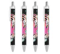 RTFGHJS Neon Tiger Art Wild Animal Wildlife Ballpoint Pens Retractable Ball Point Pens Smooth 0.5mm Medium Writing Pen Black Ink Pen for Men Women 4 PCS