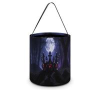 RTFGHJS Obsidian Crown & Moonlight Halloween Treat Bags with Handles Candy Bucket for Trick Or Treating, Party Favor Bags