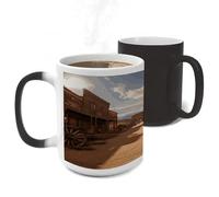 RTFGHJS Old Wild West Cowboy Town Color Changing Mugs Heat Sensitive Magic Mug 11 Oz Coffee Cup for Office, Ceramic Novelty Tea Mug with Handle for Home, Creative Gifts, Birthday, Anniversary