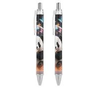 RTFGHJS Orange Bubble Windmill Panda Ballpoint Pens Retractable Ball Point Pens Smooth 0.5mm Medium Writing Pen Black Ink Pen for Men Women 2 PCS