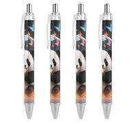 RTFGHJS Orange Bubble Windmill Panda Ballpoint Pens Retractable Ball Point Pens Smooth 0.5mm Medium Writing Pen Black Ink Pen for Men Women 4 PCS