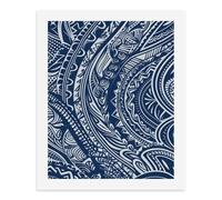 RTFGHJS Paint by Numbers Kit for Adults Blue Polynesian Maori Tribal Pattern DIY Paint by Numbers DIY Oil Paints for Beginners with 24-Color for Gift Home Wall Decor 50x40cm