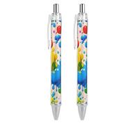 RTFGHJS Paint Splatter Pattern Ballpoint Pens Retractable Ball Point Pens Smooth 0.5mm Medium Writing Pen Black Ink Pen for Men Women 2 PCS