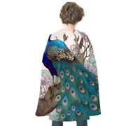 RTFGHJS Peacock Floral Halloween Cloak Christmas Cape Costume Accessory Cosplay Cloak for Parties Short Capes