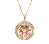 RTFGHJS Pendant Necklace for Women - Delicious Sweet Ramen Diamond Circle Disc Necklace with 19.7 Inch Chain, Elegant Jewelry for Party Date Christmas Gift, One Size, Zinc, Diamond