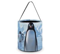 RTFGHJS Penguin Antarctica Ice Halloween Treat Bags with Handles Candy Bucket for Trick Or Treating, Party Favor Bags