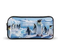 RTFGHJS Penguin Antarctica Ice Pencil Case, Large Capacity Zipper Pencil Pouch Portable Office Stationery Makeup Bag, Desk Organizer for Stationery, Travel Toiletry, Makeup, Supplies