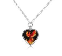 RTFGHJS Phoenix Flame Urn Necklace for Ashes Personalized Cremation Jewelry Heart Pendant Keepsake Jewelry for Dog Cat Sympathy Gift for Pets Lovers