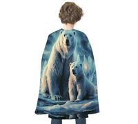 RTFGHJS Pink White Gold Flowers Halloween Cloak Christmas Cape Costume Accessory Cosplay Cloak for Parties Short Capes, Polar Bears Northern Lights, One Size