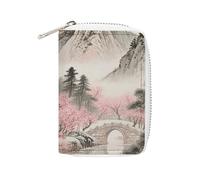RTFGHJS Plum Blossom Landscape Credit Card Holder Wallet PU Leather Card Case Cards Protector Front Pocket Wallets