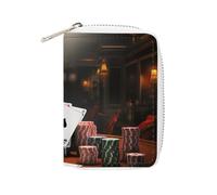RTFGHJS Poker Tournament Credit Card Holder Wallet PU Leather Card Case Cards Protector Front Pocket Wallets