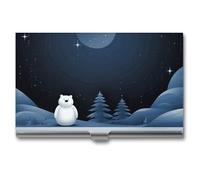 RTFGHJS Polar Bear Images Business Card Holder, Metal Slim Name Card Case, Pocket Cards Holder for Women Or Men, Name Cards Booklet for Professionals, Executives