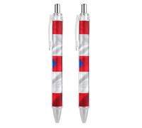 RTFGHJS Puerto Rico Flag Ballpoint Pens Retractable Ball Point Pens Smooth 0.5mm Medium Writing Pen Black Ink Pen for Men Women 2 PCS