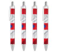 RTFGHJS Puerto Rico Flag Ballpoint Pens Retractable Ball Point Pens Smooth 0.5mm Medium Writing Pen Black Ink Pen for Men Women 4 PCS