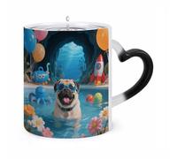 RTFGHJS Pug Pool Drift Color Changing Mug Heat Activated Coffee Mug Funny Ceramic Magic Mugs Personalized Novelty Heat Sublimation Cups for Men Women Gifts 11 Oz