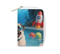 RTFGHJS Pug Pool Drift Credit Card Holder Wallet PU Leather Card Case Cards Protector Front Pocket Wallets