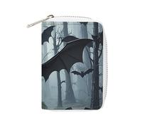 RTFGHJS Purple Black Goth Spooky Bat Credit Card Holder Wallet PU Leather Card Case Cards Protector Front Pocket Wallets