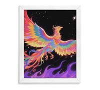 RTFGHJS Radiant Phoenix Diamond Painting Kit - DIY Canvas Art Decor with Drill Pen, Tray & Wax, Waterproof Sparkling Wall Craft for Home Decor, Birthdays, Christmas White Wood 40 * 50cm