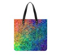 RTFGHJS Rainbow Triangle Work Tote Bag for Women Leather Shoulder Bag with Magnetic Buckle Purse And Handbags, Rainbow Triangle, 39x39cm